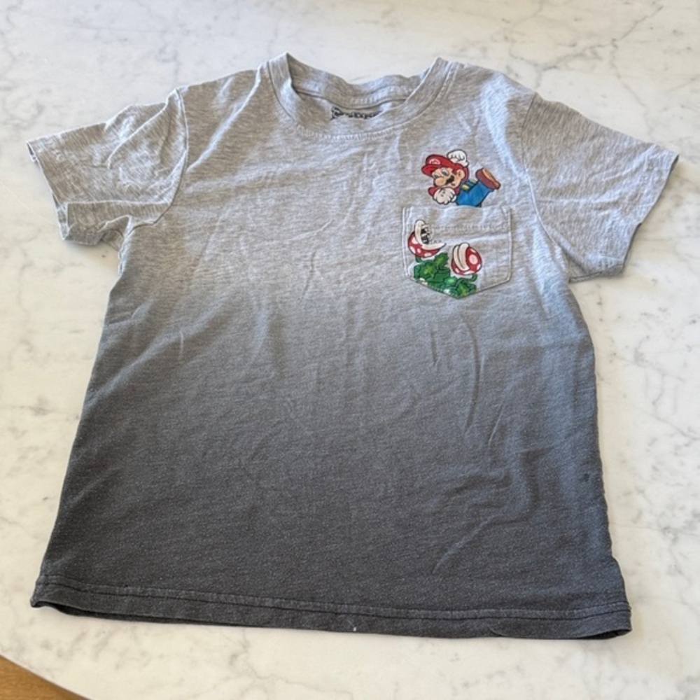 Nintendo Super Mario Boys Graphic T Shirt Size XS Gray Short Sleeve Kids